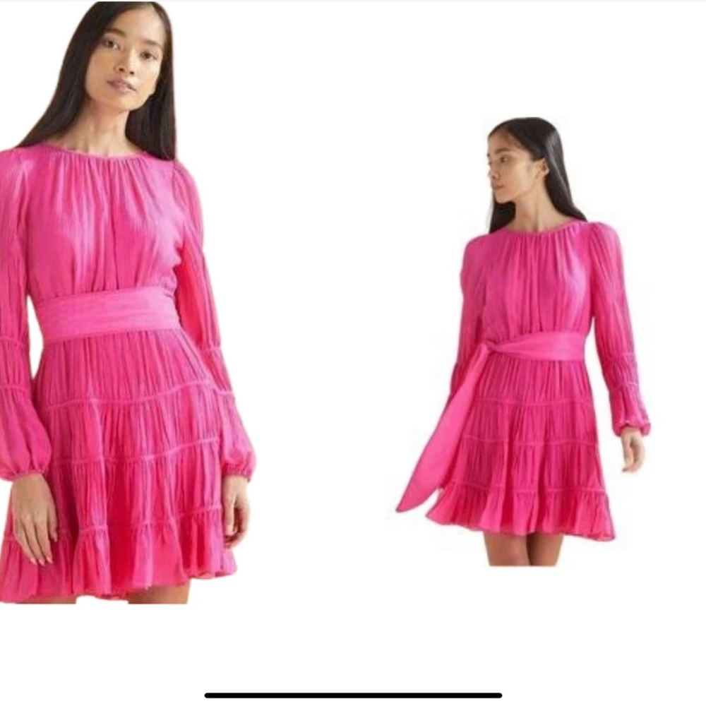 Marie Oliver Vibrant Pink Long Sleeve Dress